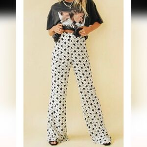 Verge Girl Black and White Star Wide-Leg Pants